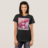 かわいいバレンタインデー猫/子猫 Tシャツ (正面フル)