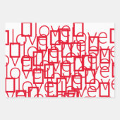 かわいいバレンタインデー白い赤いピンクの愛の組み合わせ ラッピングペーパーシート (正面3)