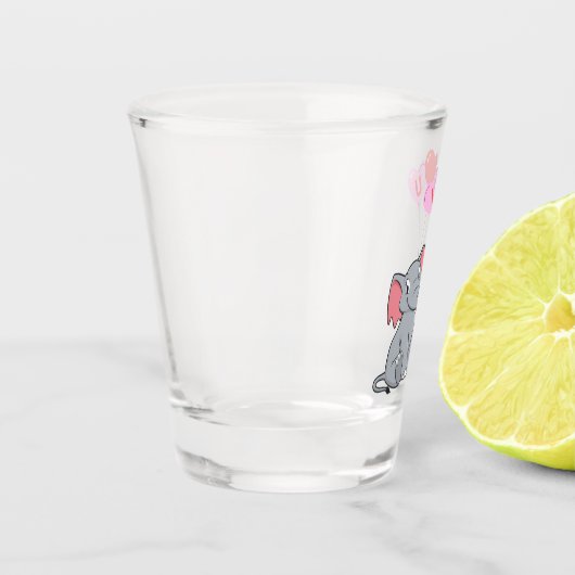 かわいいバレンタインデー私はあなたを愛しているハートゾウ ショットグラス (左)