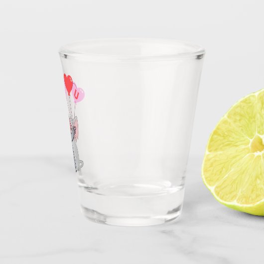 かわいいバレンタインデー私はあなたを愛しているハートゾウ ショットグラス (右)