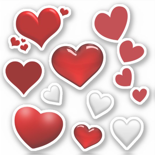 かわいいバレンタインデー赤い白いハート シール (正面)