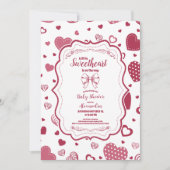 かわいいバレンタインデー赤ちゃんシャワー 招待状 (正面)