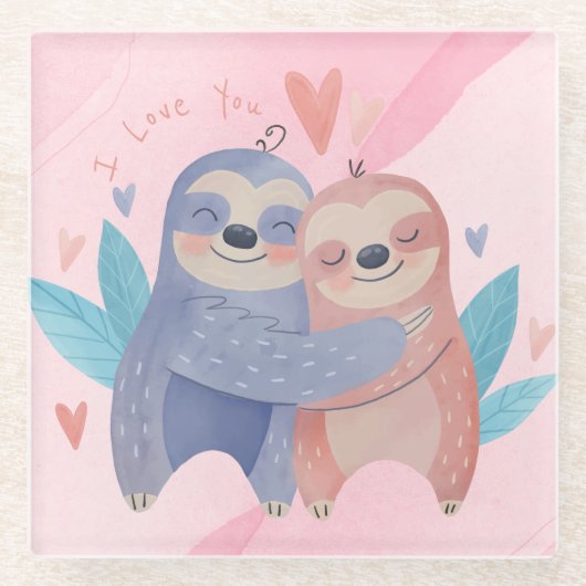 かわいいバレンタインデー ガラスコースター (正面)