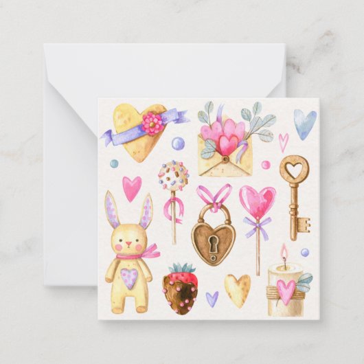 かわいいバレンタインデー ノートカード (正面)