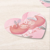 かわいいバレンタインデー ペーパーコースター (アングル)