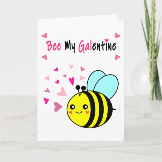 かわいいバレンタインデー Bee My Galentine シーズンカード (正面)