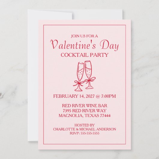 かわいいバレンタインデー XOXO ピンク レッド シーズンカード (正面)