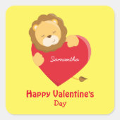 かわいいバレンタインデーfor彼女の黄色 スクエアシール (正面)