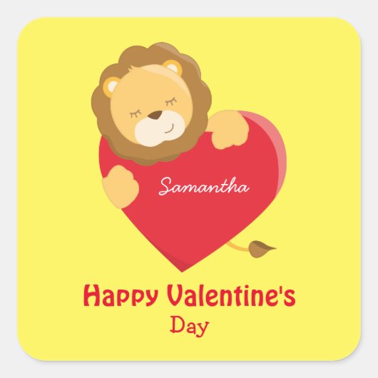 かわいいバレンタインデーfor彼女の黄色 スクエアシール (正面)