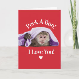 かわいいバレンタインデーPeek A Boo I Love You Monkey シーズンカード