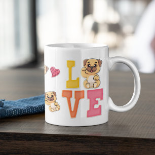かわいいバレンタインデーPUGペット品種ラバーギフト コーヒーマグカップ