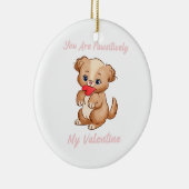かわいいバレンタインドッグバレンタインデギフトクラシック セラミックオーナメント (右)