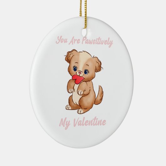 かわいいバレンタインドッグバレンタインデギフトクラシック セラミックオーナメント (右)
