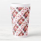 かわいいバレンタインハートサングラス カフェラテマグ (正面)