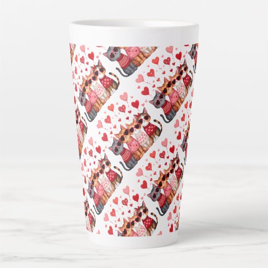 かわいいバレンタインハートサングラス カフェラテマグ (正面)