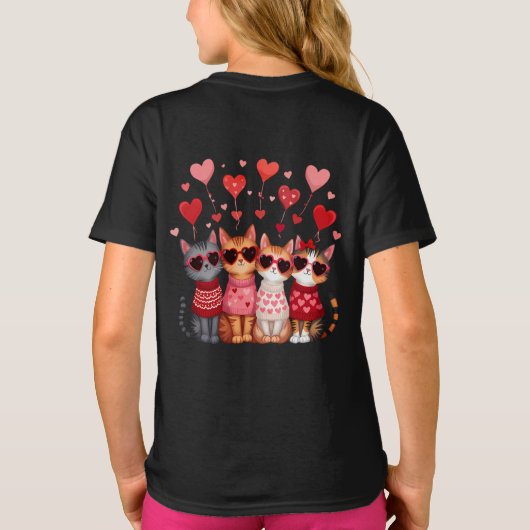かわいいバレンタインハートサングラス Tシャツ (裏面)