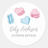 かわいいバレンタインハートジェンダーがパーティーの好意を明らかにする ラウンドシール (正面)