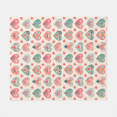 かわいいバレンタインハートパターン フリースブランケット (正面(横))