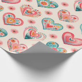 かわいいバレンタインハートパターン ラッピングペーパー (角)