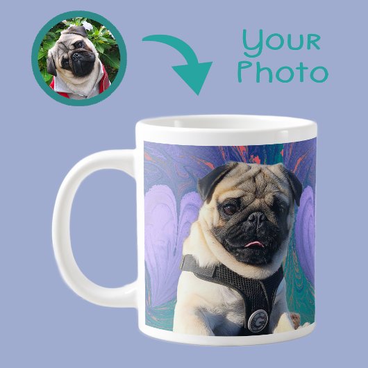 かわいいバレンタインハートラブパープル2枚 ジャンボコーヒーマグカップ