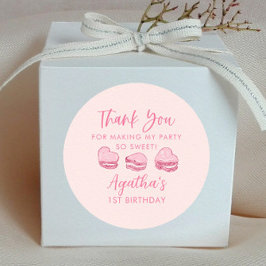 かわいいバレンタインピンクハート誕生日パーティーのお願い ラウンドシール