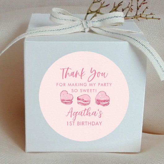 かわいいバレンタインピンクハート誕生日パーティーのお願い ラウンドシール