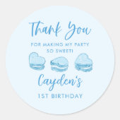 かわいいバレンタインブルーハート誕生日パーティーのお願い ラウンドシール (正面)