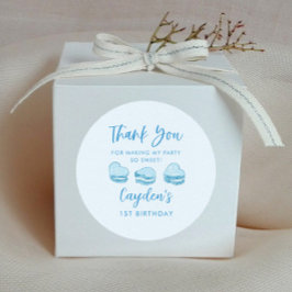 かわいいバレンタインブルーハート誕生日パーティーのお願い ラウンドシール