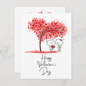 かわいいバレンタイン水彩アートパーソナライズ ノートカード (正面/裏面)