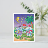 かわいいバレンタイン象のカップル シーズンポストカード (スタンド正面)