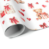 かわいいバレンタイン赤いハート ラッピングペーパー (ロールコーナー)