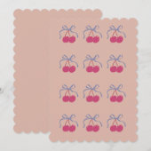 かわいいバレンタイン、さくらんぼのイラストグリーティングカード シーズンカード (正面/裏面)