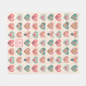 かわいいバレンタイン ハート柄 フリース ブランケット (正面(横))