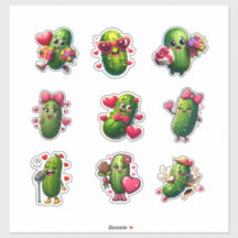 かわいいバレンタイン ピクルス ステッカー シート