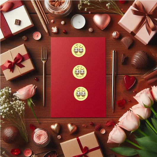 かわいいバレンタインBEE ラウンドシール