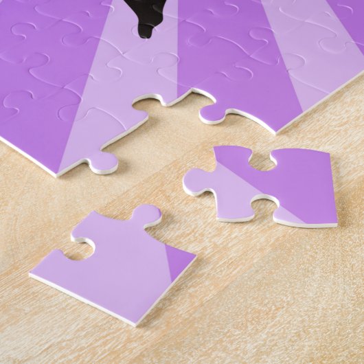 かわいいバレーボールをしている女の子のピンクの名前と番号 ジグソーパズル (側面)