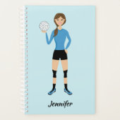 かわいいバレーボールガールイラストレーション付き名前をカスタムする プランナー手帳 (正面)