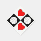 かわいいバレーボール&ハートテニスパーティーナプキン スタンダードカクテルナプキン (角)