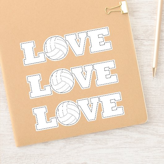 かわいいバレーボールLOVEおもしろい装飾運動選手 シール (ノートブック)