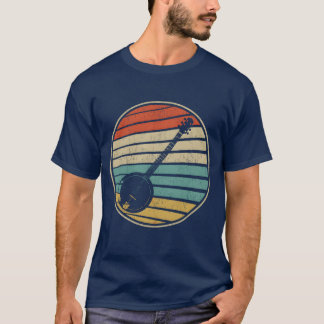 かわいいバンジョー太陽レトロビンテージ70年代80年代ブルーグラス絵 Tシャツ