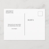 かわいいバンニーとハート赤ちゃんシャワーありがとう ポストカード (裏面)