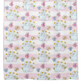 かわいいバンニーと春デイジーと蝶 シャワーカーテン (正面)