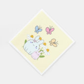 かわいいバンニーと春デイジーと蝶 スタンダードランチョンナプキン (角)