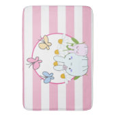 かわいいバンニーと春デイジーと蝶 バスマット (正面縦)