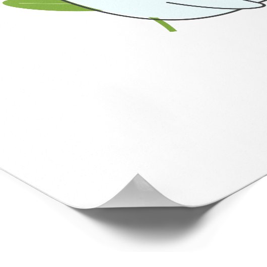 かわいいバンニーと春デイジーと蝶 ポスター (角)