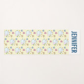 かわいいバンニーと春デイジーと蝶 ヨガマット (正面(横))