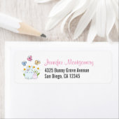 かわいいバンニーと春デイジーと蝶 ラベル (インサイチュ)