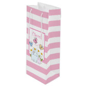 かわいいバンニーと春デイジーと蝶 ワインギフトバッグ (正面アングル)