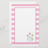 かわいいバンニーと春デイジーと蝶 便箋 (正面/裏面)