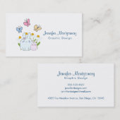 かわいいバンニーと春デイジーと蝶 名刺 (正面/裏面)